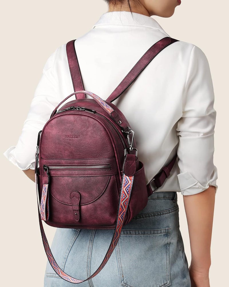 FADEON Mini Backpack Purse for Women, Designer Leather Cute Roomly Backpacks, Daily Ladies Shoulder Backpack Fashion Handbag - Image 2